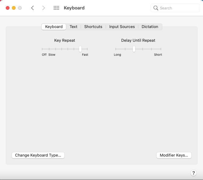 Keyboard. Key repeat and delay settings.